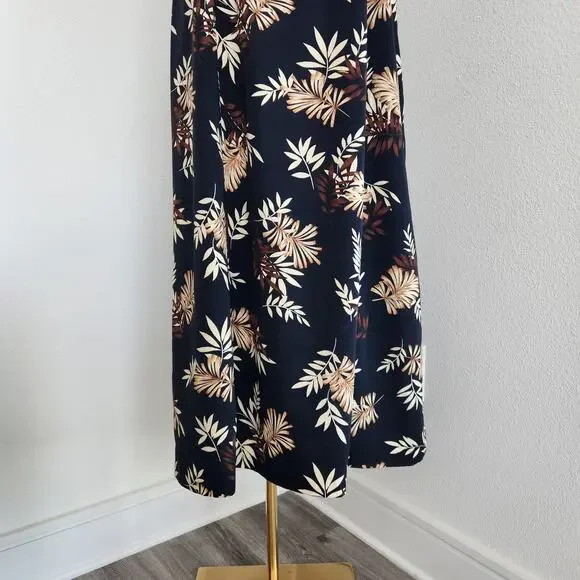 Vintage Studio I Black Brown Tropical Hawaiian Midi Dress 16 - Picture 3 of 10
